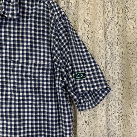 Drake Clothing Mens Large Blue Flannel Check Button up Shirt‎ Short Sleeve - Picture 3 of 9